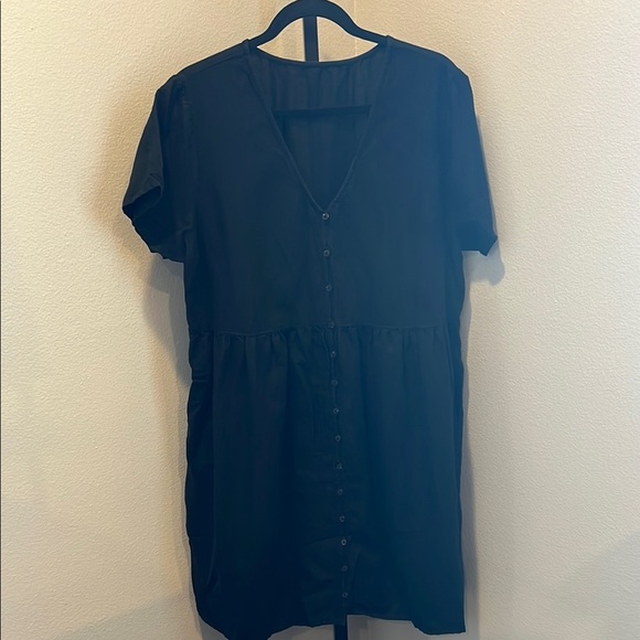 Black Button-Down Dress - Picture 1 of 3